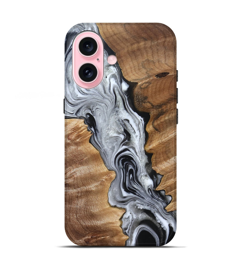 iPhone 17 Wood Live Edge Phone Case - Brixton (Black & White, 832170)