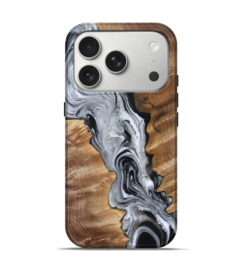 iPhone 17 Pro Wood Live Edge Phone Case - Brixton (Black & White, 832170)