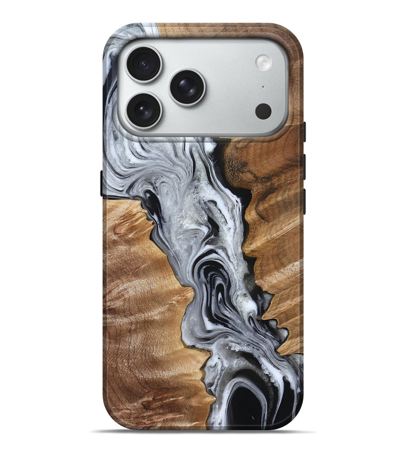 iPhone 18 Pro Max Wood Live Edge Phone Case - Brixton (Black & White, 832170)