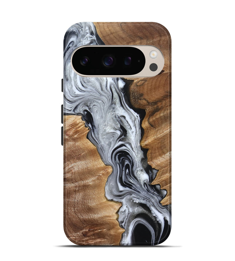 Pixel 10 Pro Wood Live Edge Phone Case - Brixton (Black & White, 832170)