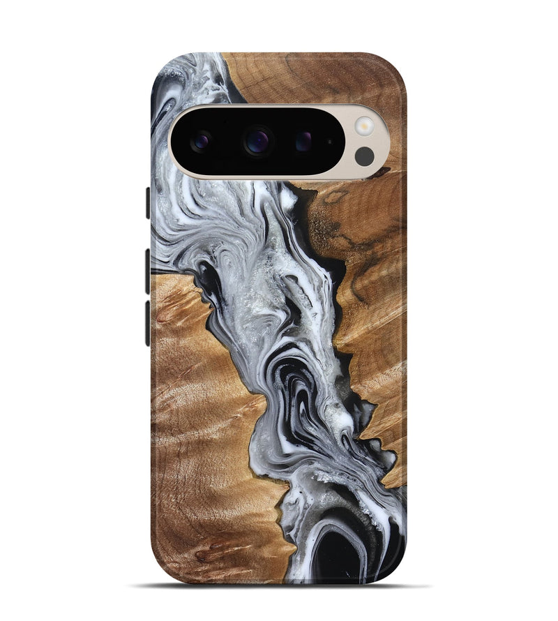 Pixel 9 Pro Wood Live Edge Phone Case - Brixton (Black & White, 832170)