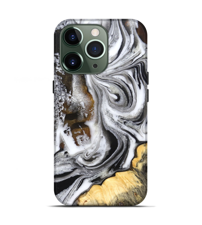 iPhone 13 Pro Wood Live Edge Phone Case - Dollie (Black & White, 832171)