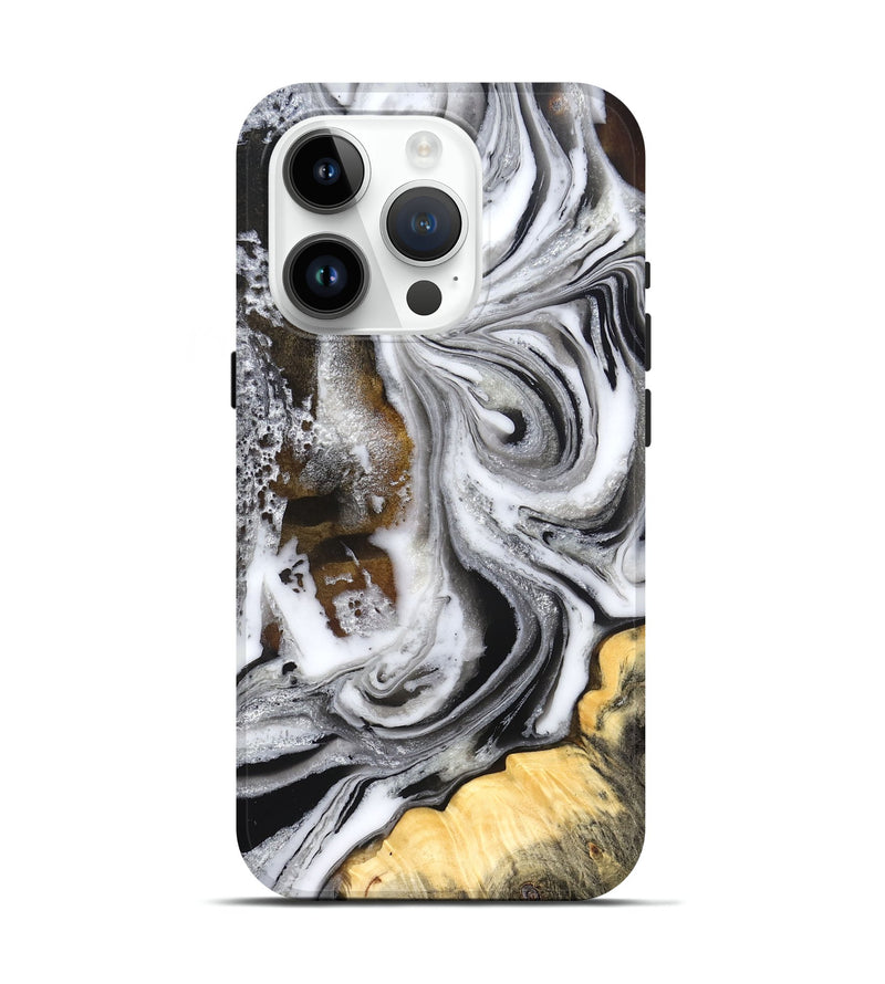 iPhone 15 Pro Wood Live Edge Phone Case - Dollie (Black & White, 832171)