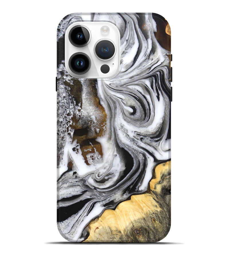 iPhone 15 Pro Max Wood Live Edge Phone Case - Dollie (Black & White, 832171)