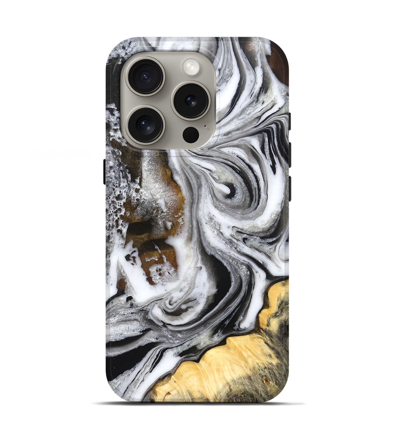 iPhone 16 Pro Wood Live Edge Phone Case - Dollie (Black & White, 832171)