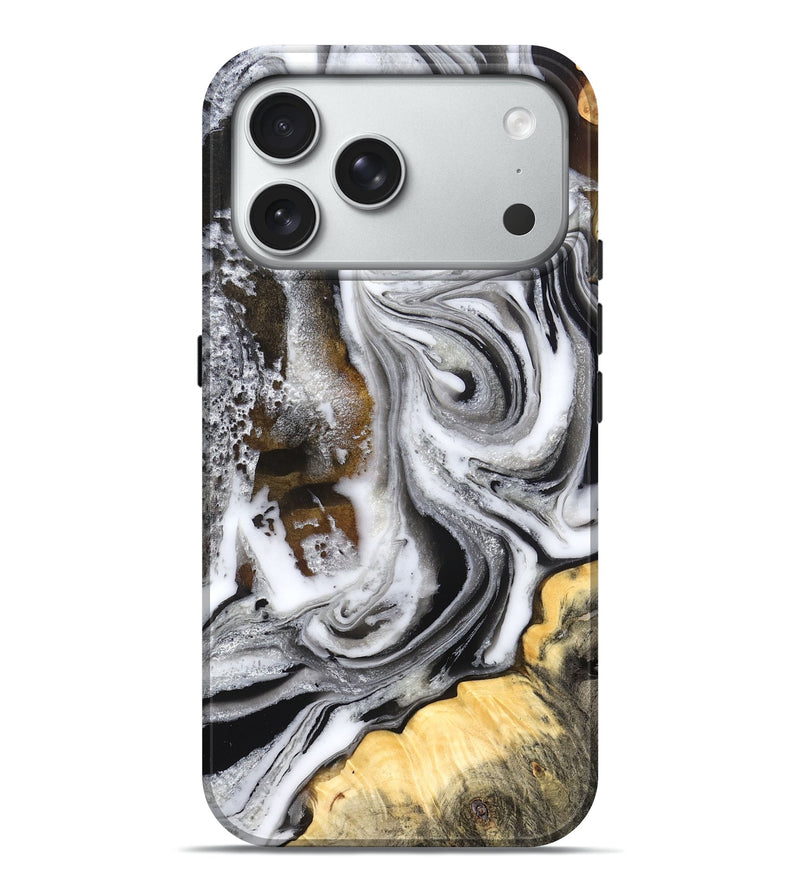 iPhone 18 Pro Max Wood Live Edge Phone Case - Dollie (Black & White, 832171)