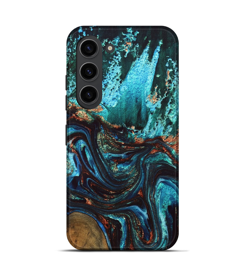 Galaxy S23 Wood Live Edge Phone Case - Guy (Teal & Gold, 832173)
