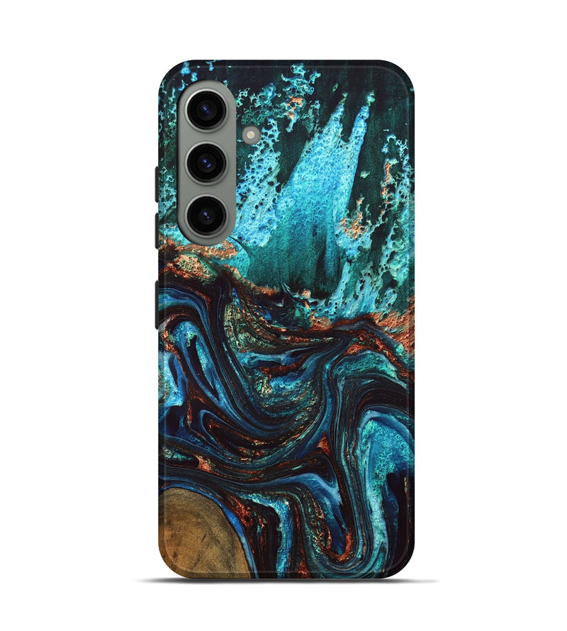 Galaxy S24 Wood Live Edge Phone Case - Guy (Teal & Gold, 832173)