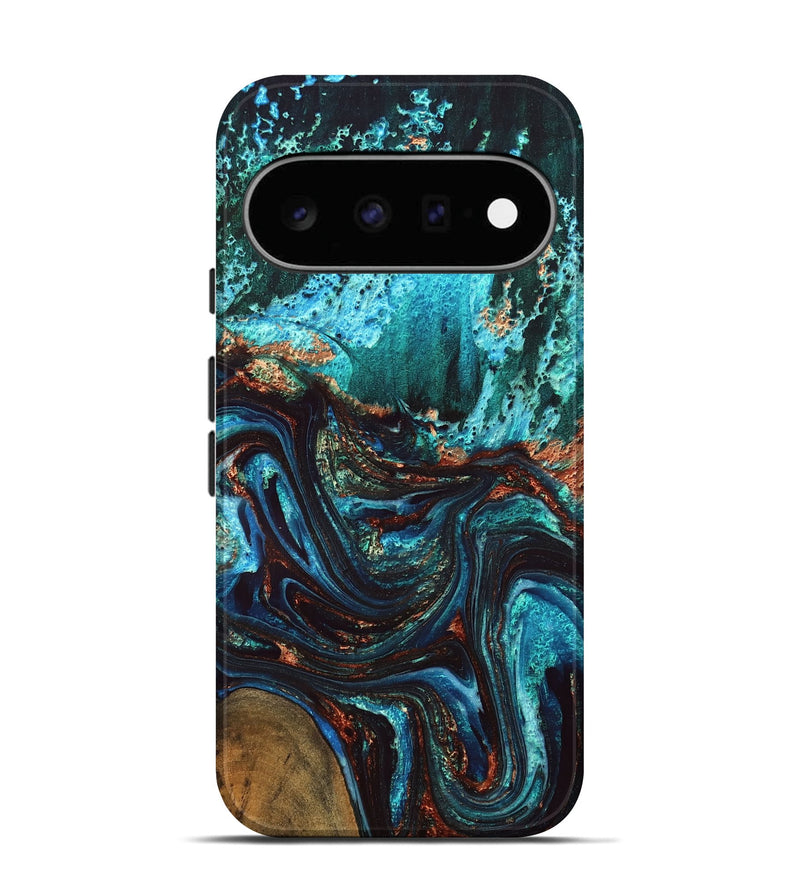 Pixel 11 Wood Live Edge Phone Case - Guy (Teal & Gold, 832173)