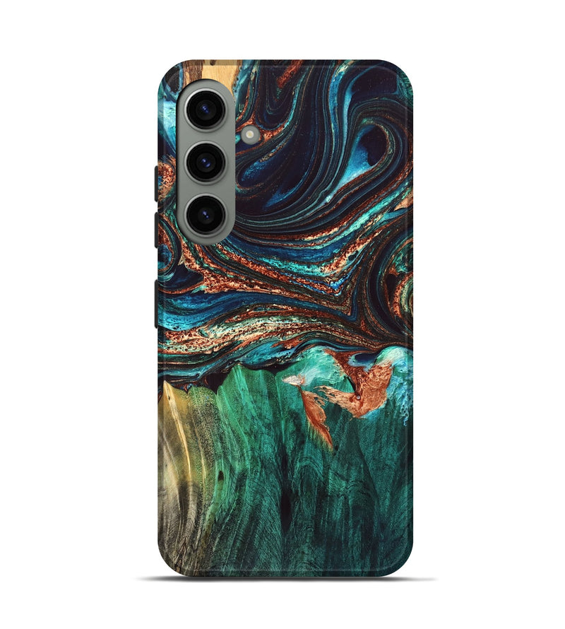Galaxy S24 Wood Live Edge Phone Case - Quiana (Teal & Gold, 832175)