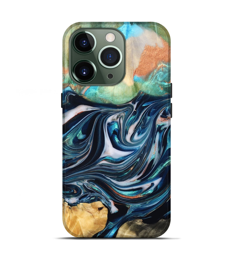iPhone 13 Pro Wood Live Edge Phone Case - Sommer (Blue, 832176)