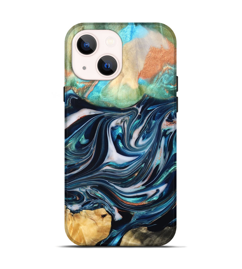 iPhone 14 Wood Live Edge Phone Case - Sommer (Blue, 832176)