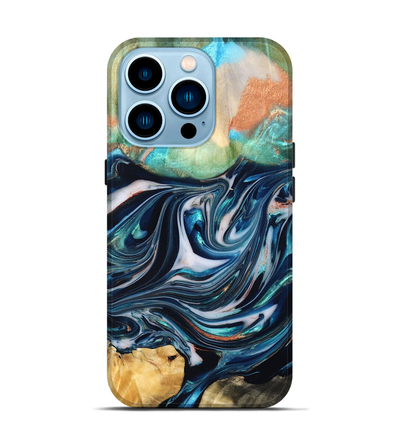iPhone 14 Pro Wood Live Edge Phone Case - Sommer (Blue, 832176)