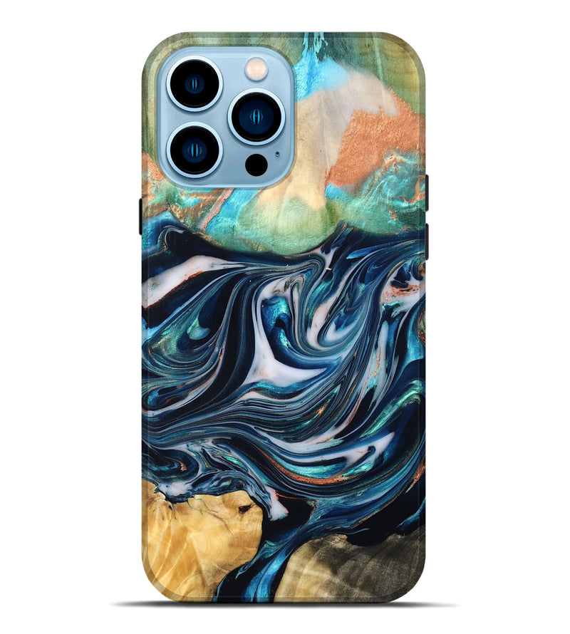 iPhone 14 Pro Max Wood Live Edge Phone Case - Sommer (Blue, 832176)