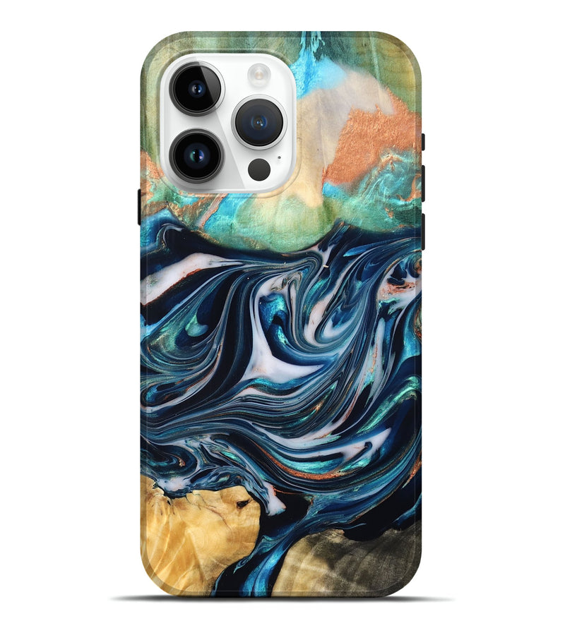 iPhone 15 Pro Max Wood Live Edge Phone Case - Sommer (Blue, 832176)