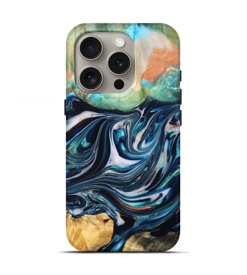 iPhone 16 Pro Wood Live Edge Phone Case - Sommer (Blue, 832176)
