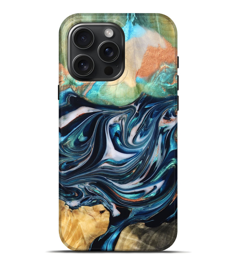 iPhone 16 Pro Max Wood Live Edge Phone Case - Sommer (Blue, 832176)