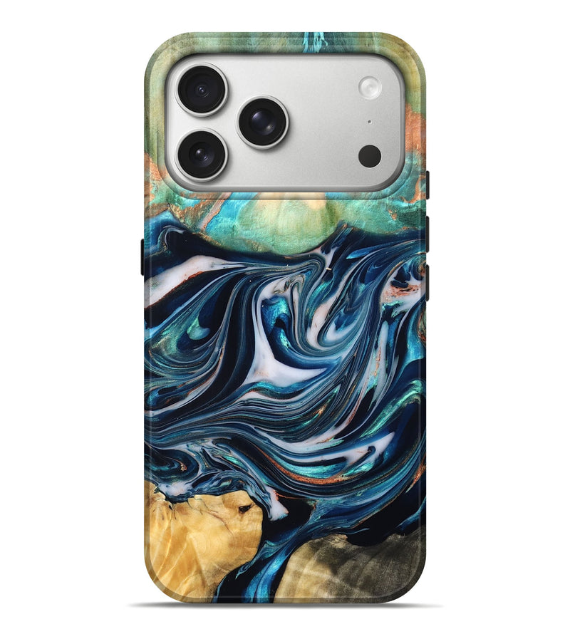 iPhone 17 Pro Max Wood Live Edge Phone Case - Sommer (Blue, 832176)