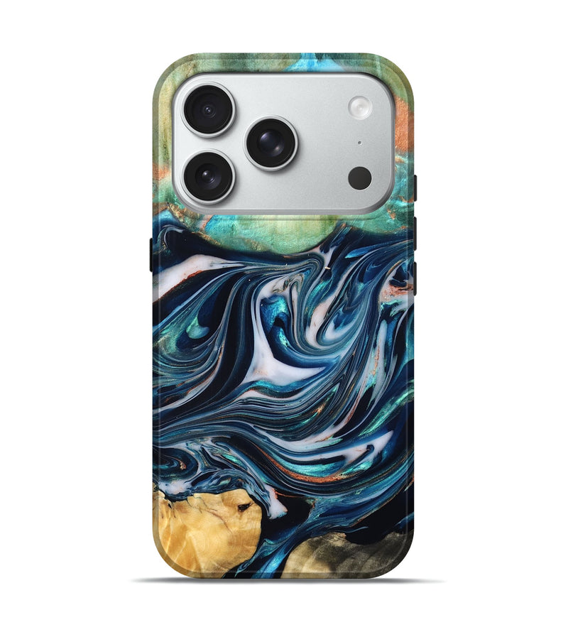 iPhone 18 Pro Wood Live Edge Phone Case - Sommer (Blue, 832176)