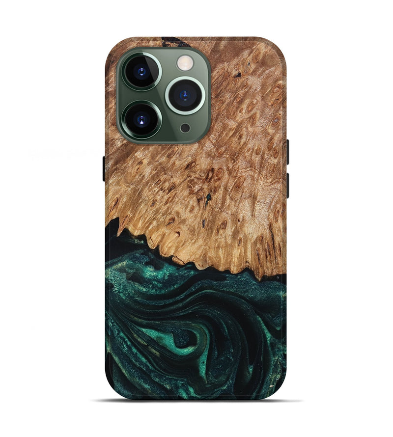 iPhone 13 Pro Wood Live Edge Phone Case - Jaycee (Green, 832179)
