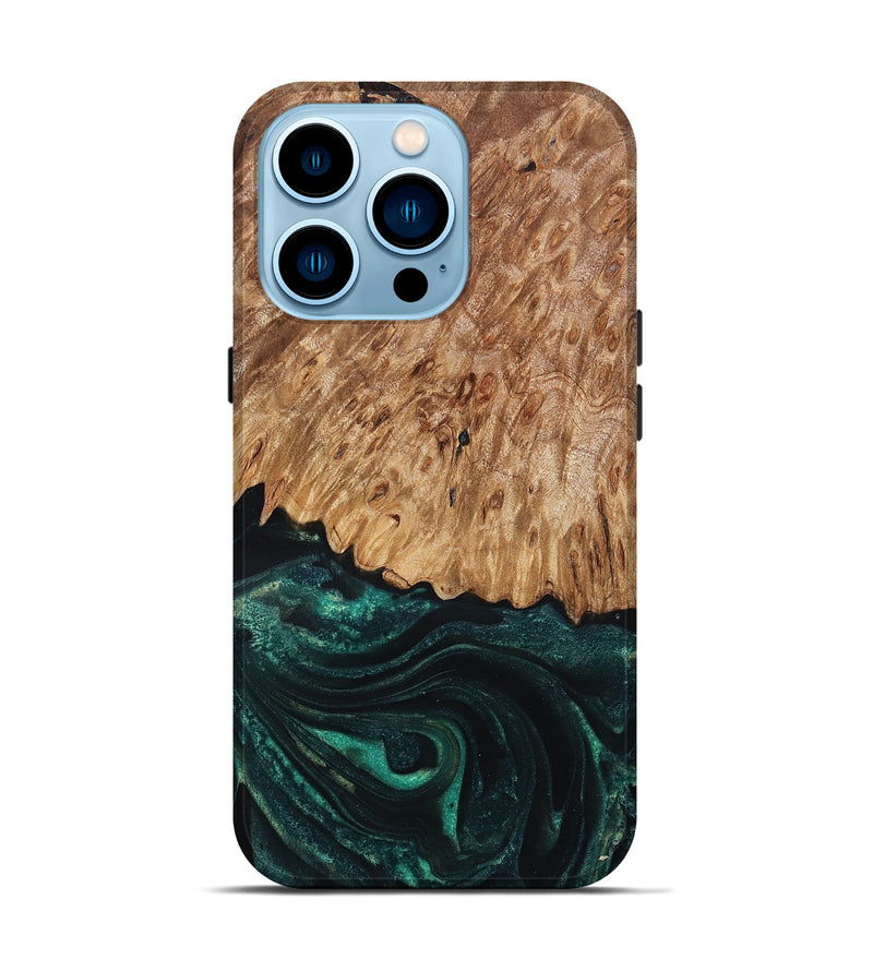 iPhone 14 Pro Wood Live Edge Phone Case - Jaycee (Green, 832179)