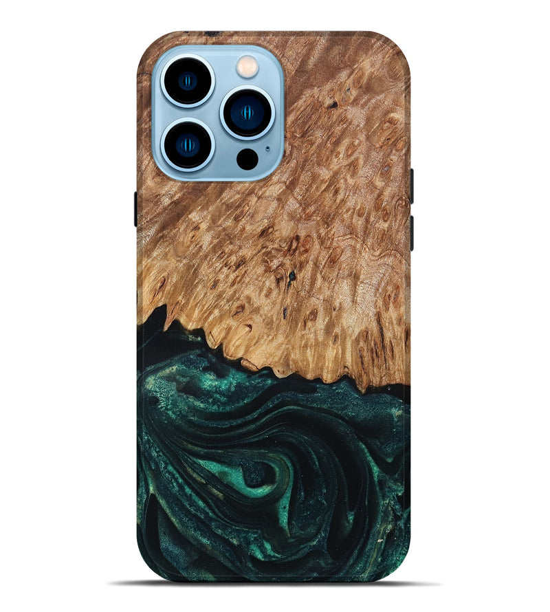 iPhone 14 Pro Max Wood Live Edge Phone Case - Jaycee (Green, 832179)