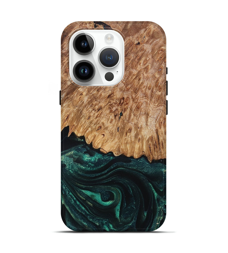 iPhone 15 Pro Wood Live Edge Phone Case - Jaycee (Green, 832179)