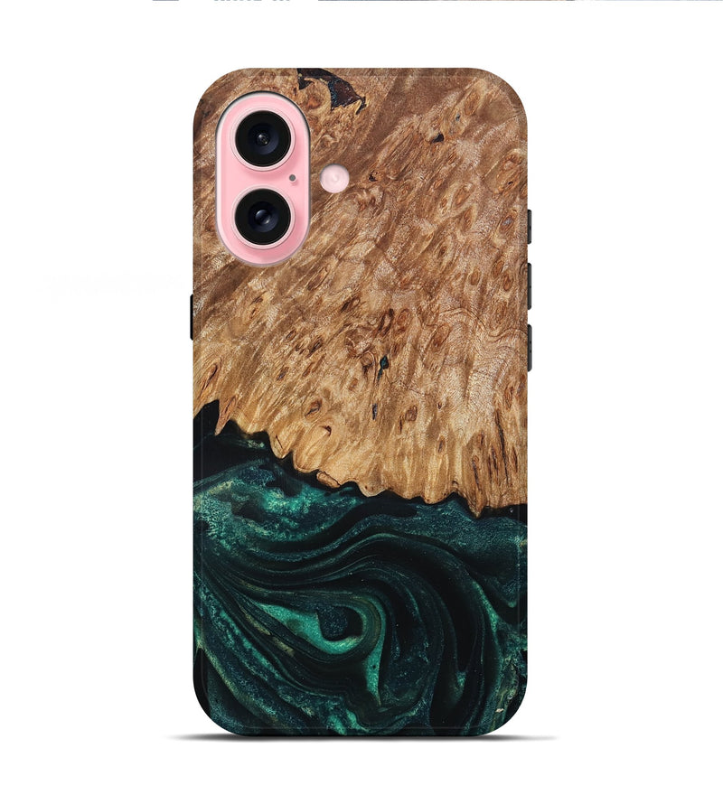 iPhone 16 Wood Live Edge Phone Case - Jaycee (Green, 832179)
