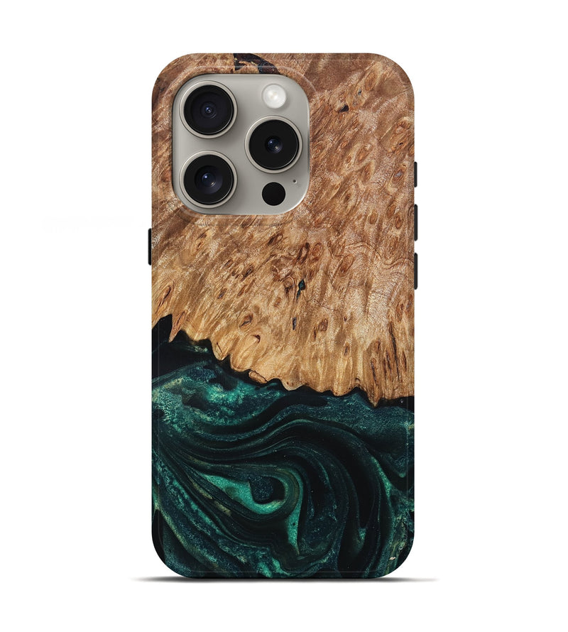 iPhone 16 Pro Wood Live Edge Phone Case - Jaycee (Green, 832179)