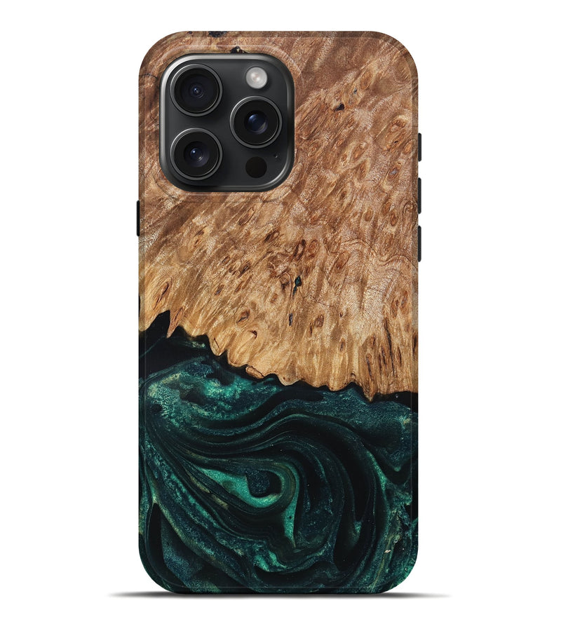 iPhone 16 Pro Max Wood Live Edge Phone Case - Jaycee (Green, 832179)