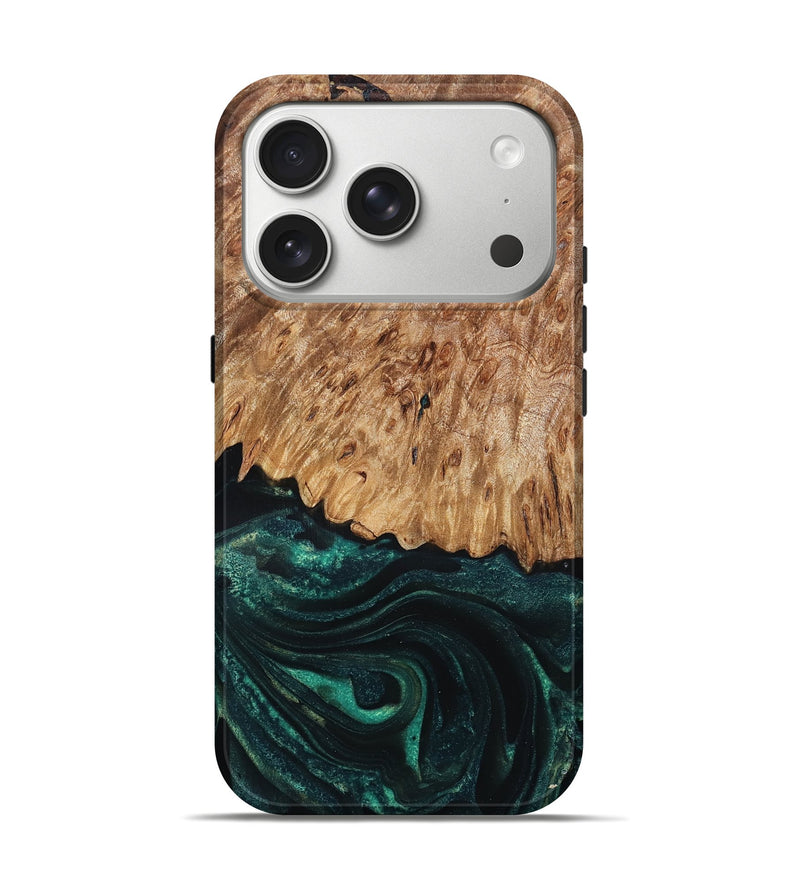 iPhone 17 Pro Wood Live Edge Phone Case - Jaycee (Green, 832179)