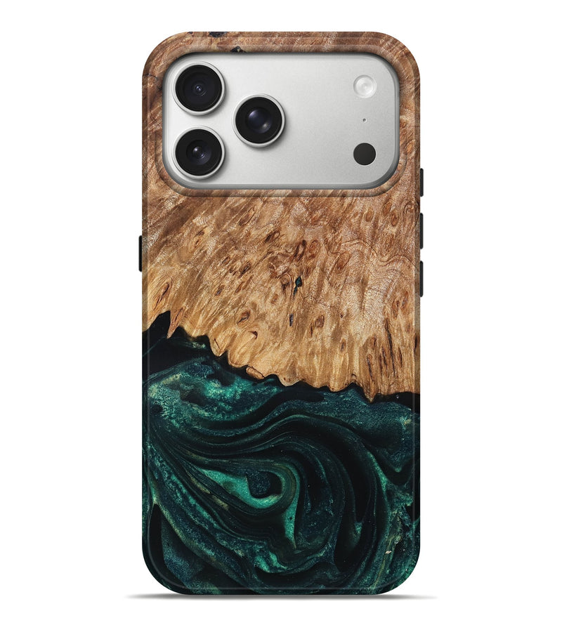 iPhone 17 Pro Max Wood Live Edge Phone Case - Jaycee (Green, 832179)
