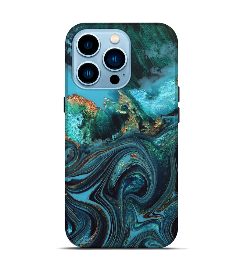 iPhone 14 Pro Wood Live Edge Phone Case - Jonna (Blue, 832180)