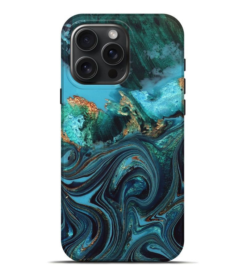 iPhone 16 Pro Max Wood Live Edge Phone Case - Jonna (Blue, 832180)