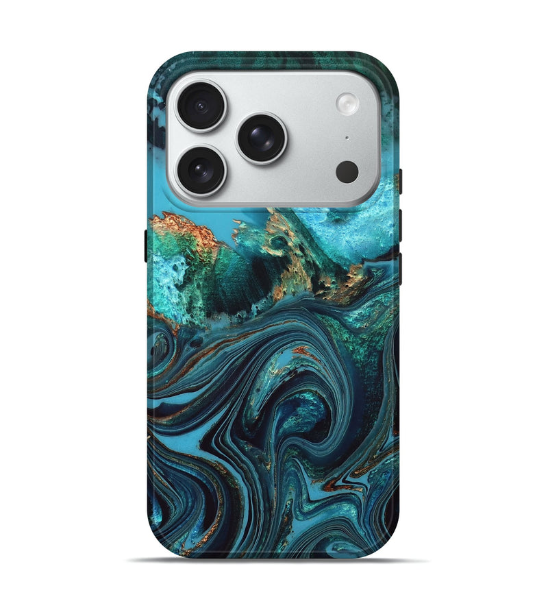 iPhone 18 Pro Wood Live Edge Phone Case - Jonna (Blue, 832180)