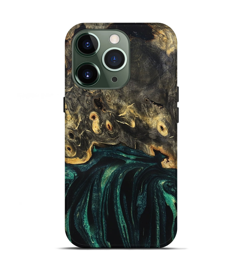 iPhone 13 Pro Wood Live Edge Phone Case - Gust (Green, 832181)