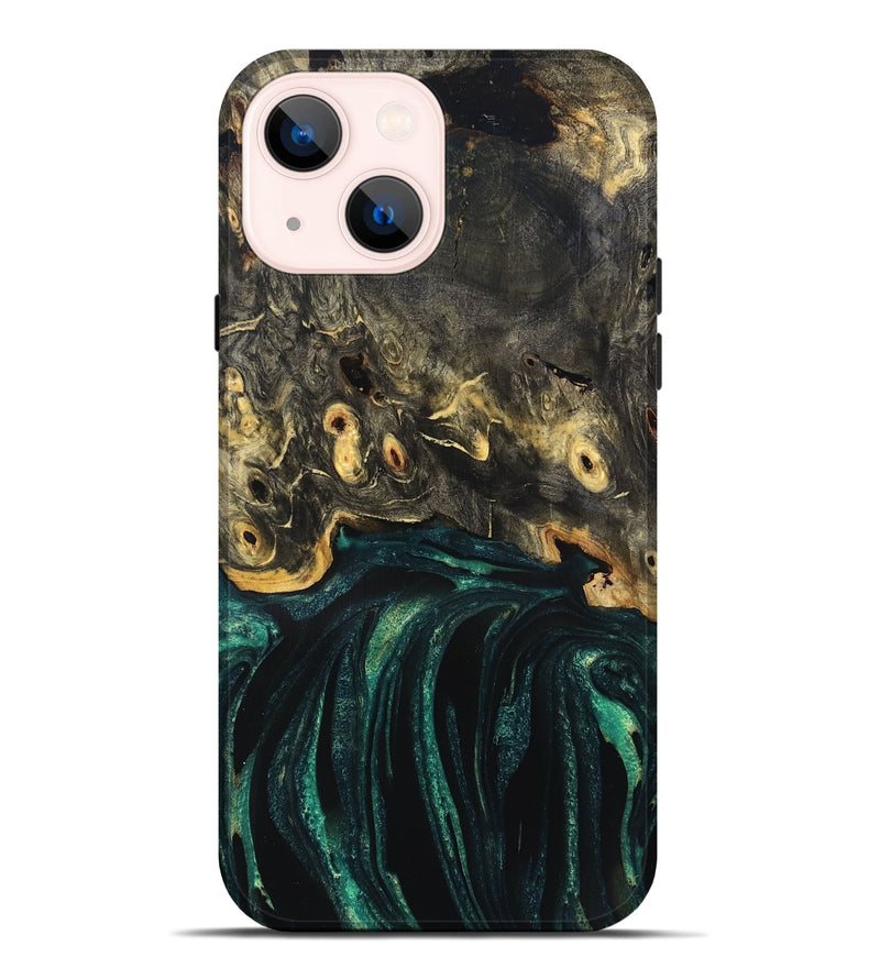 iPhone 14 Plus Wood Live Edge Phone Case - Gust (Green, 832181)
