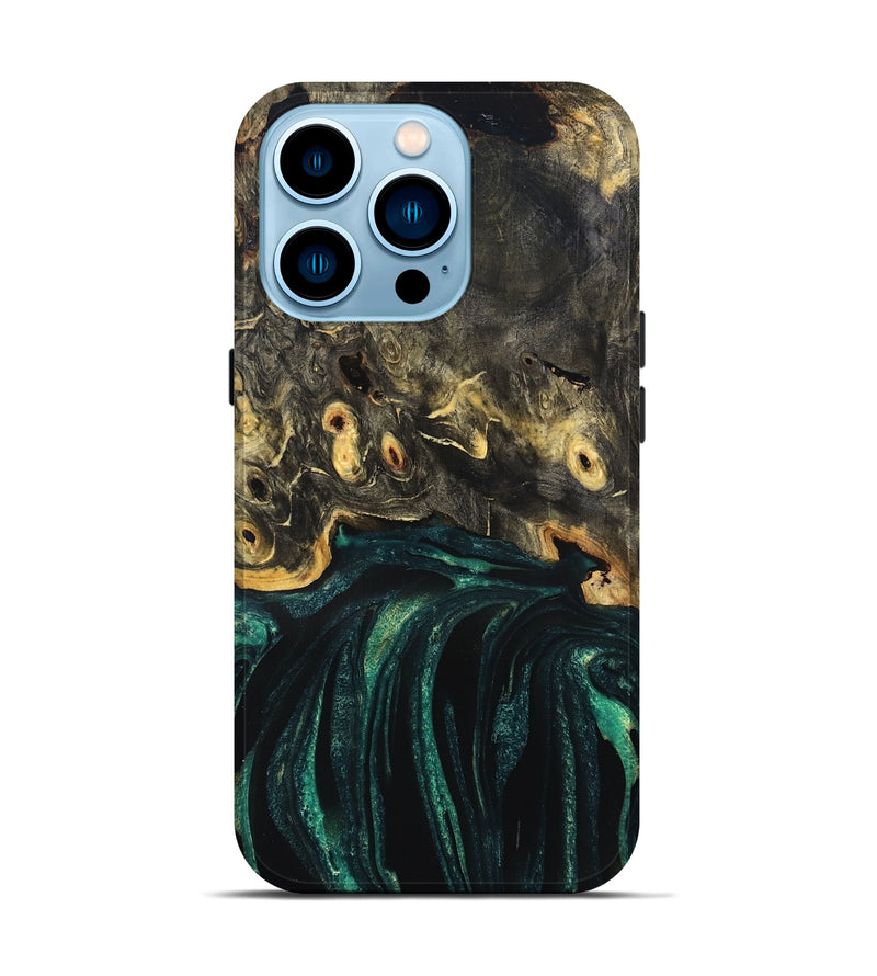 iPhone 14 Pro Wood Live Edge Phone Case - Gust (Green, 832181)
