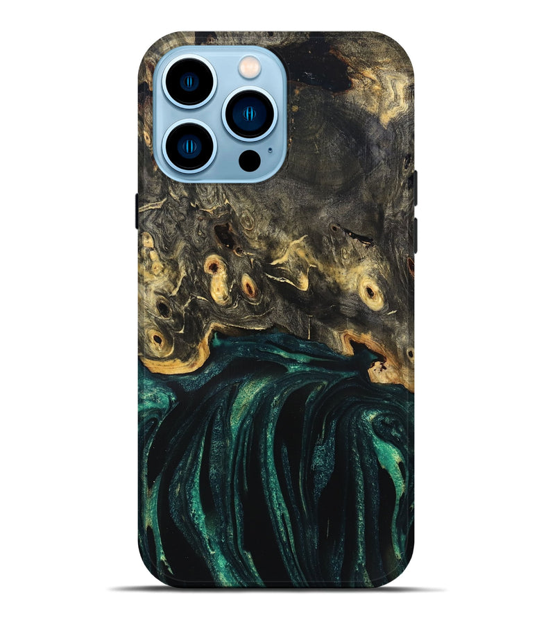 iPhone 14 Pro Max Wood Live Edge Phone Case - Gust (Green, 832181)
