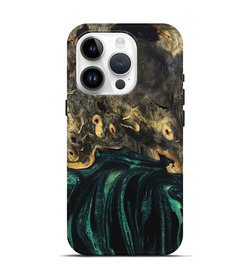 iPhone 15 Pro Wood Live Edge Phone Case - Gust (Green, 832181)
