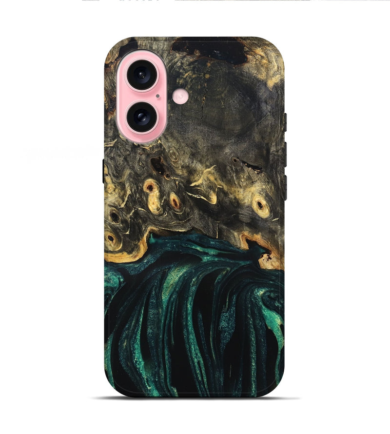 iPhone 16 Wood Live Edge Phone Case - Gust (Green, 832181)
