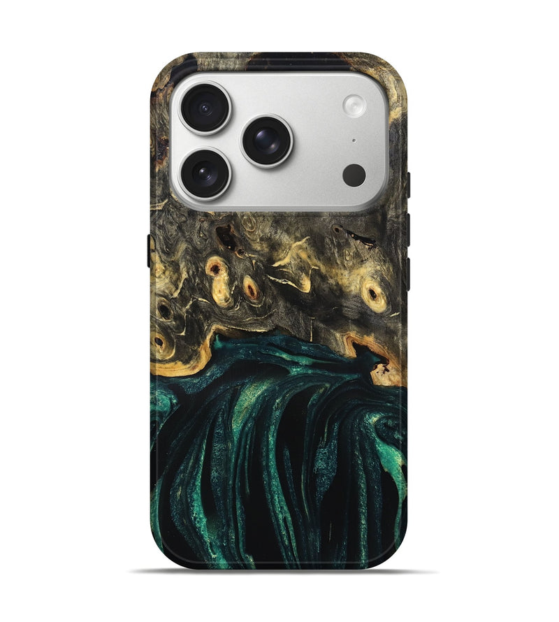 iPhone 17 Pro Wood Live Edge Phone Case - Gust (Green, 832181)