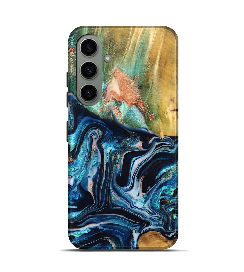 Galaxy S24 Wood Live Edge Phone Case - Tianna (Teal & Gold, 832183)