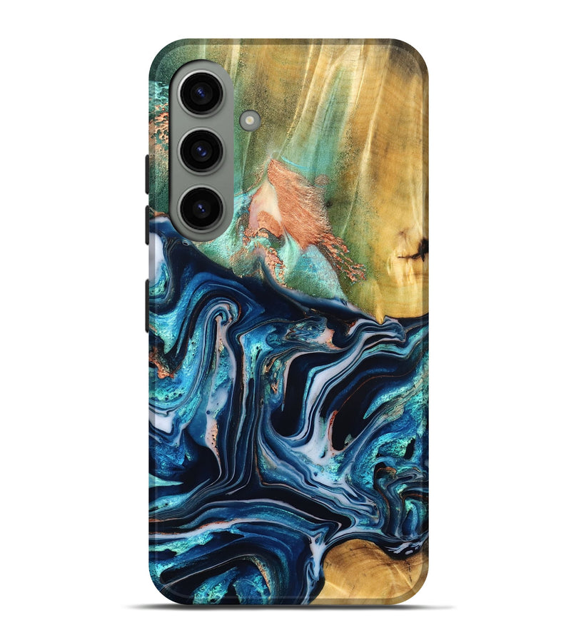 Galaxy S24 Plus Wood Live Edge Phone Case - Tianna (Teal & Gold, 832183)