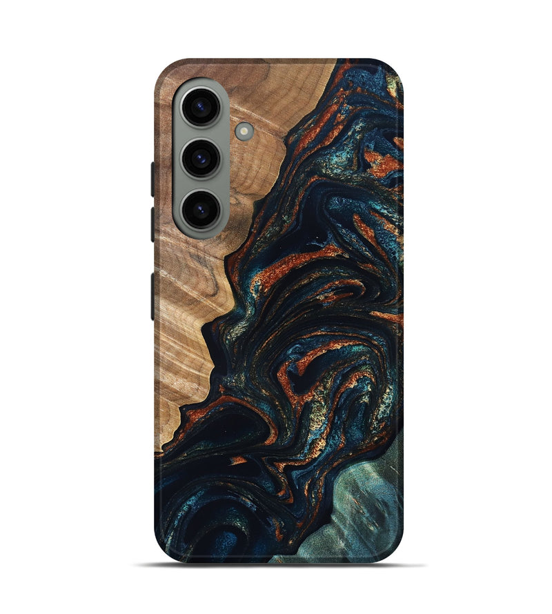 Galaxy S24 Wood Live Edge Phone Case - Keagan (Teal & Gold, 832184)