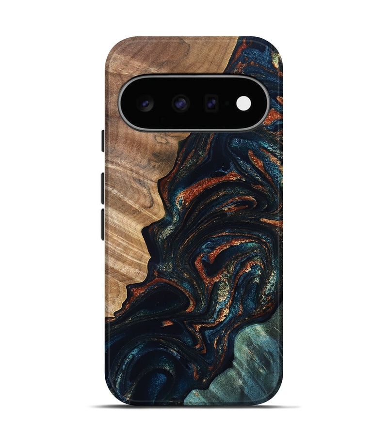 Pixel 11 Wood Live Edge Phone Case - Keagan (Teal & Gold, 832184)