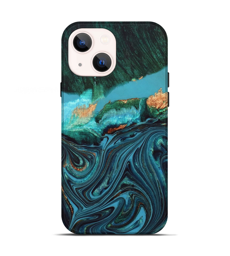 iPhone 13 Wood Live Edge Phone Case - Oaklyn (Blue, 832185)