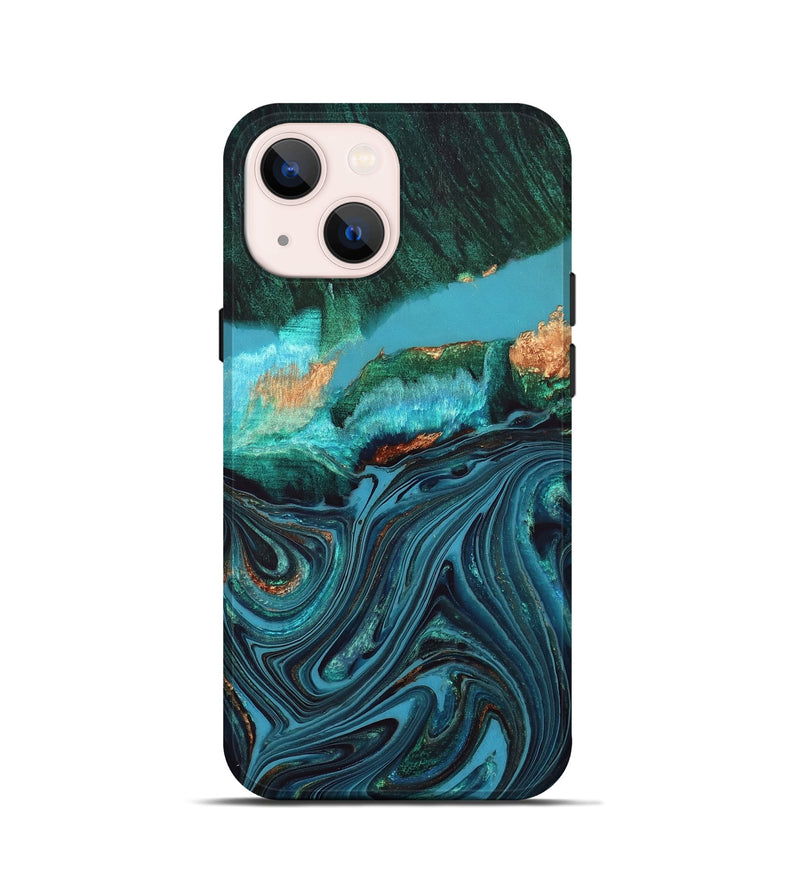 iPhone 13 mini Wood Live Edge Phone Case - Oaklyn (Blue, 832185)