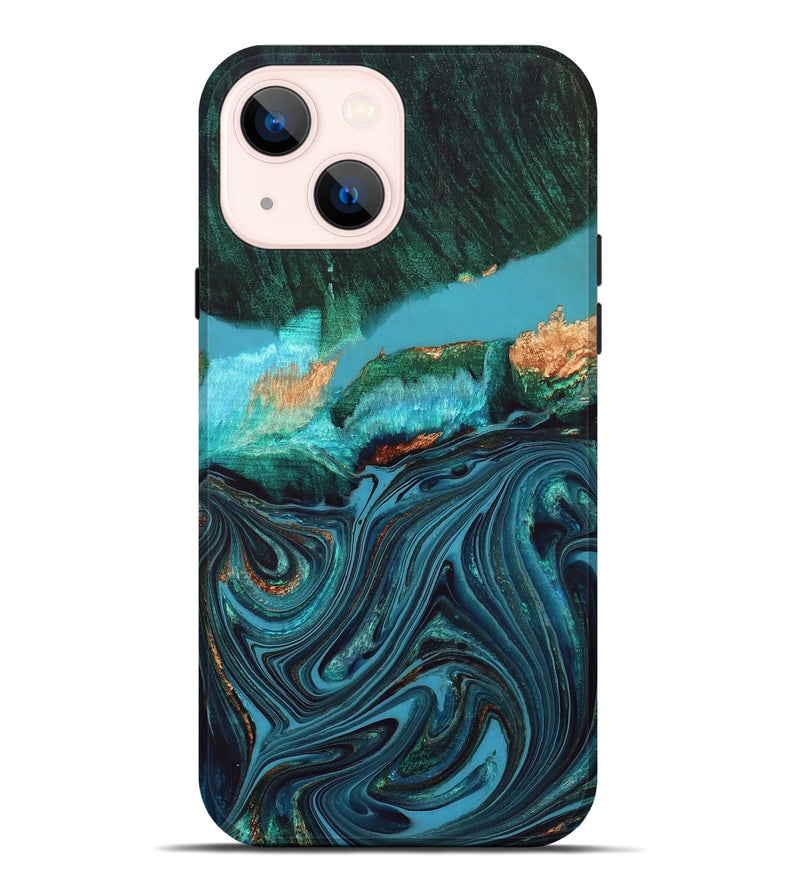 iPhone 14 Plus Wood Live Edge Phone Case - Oaklyn (Blue, 832185)