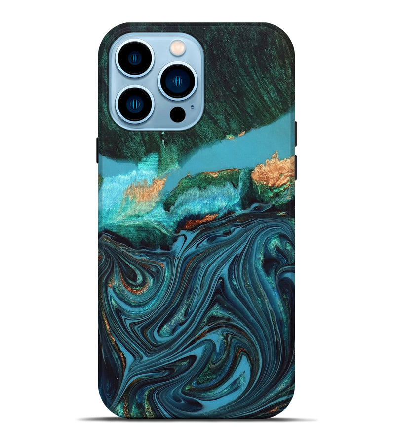iPhone 14 Pro Max Wood Live Edge Phone Case - Oaklyn (Blue, 832185)